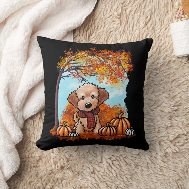 KiniArt Goldendoodle Puppy Herfst Kussen (Deken)