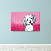 KiniArt Gray en White Goldendole Canvas Afdruk (Insitu (Houten vloer))