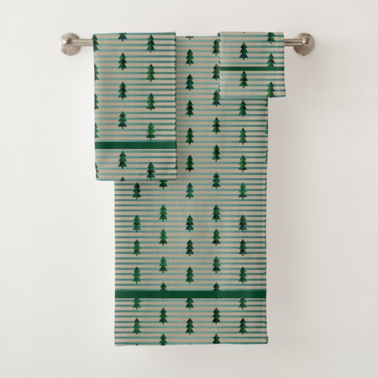 KiniArt Green Pset Trees Bad Handdoek (Insitu)