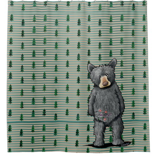 KiniArt Green Pset Trees Douchegordijn (Voorkant)