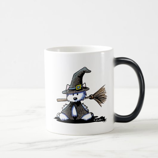 KiniArt Halloween Westie Witch Magische Mok (Rechts)