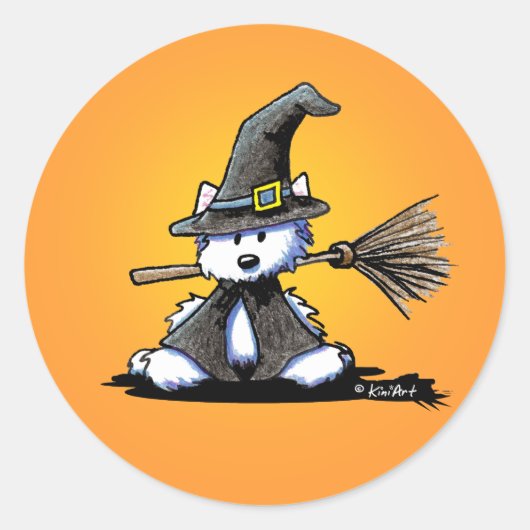 KiniArt Halloween Westie Witch Sticker (Voorkant)