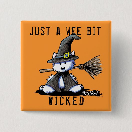 KiniArt Halloween Westie Witch Vierkante Button 5,1 Cm (Voorkant)