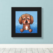 KiniArt Havanese Chocolade Canvas Afdruk (Insitu (Houten vloer))