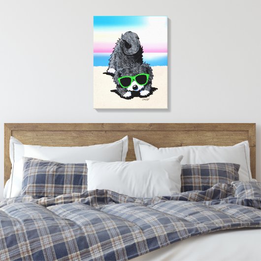KiniArt Havanese Dog Beach Canvas afdrukken (Insitu (Slaapkamer))