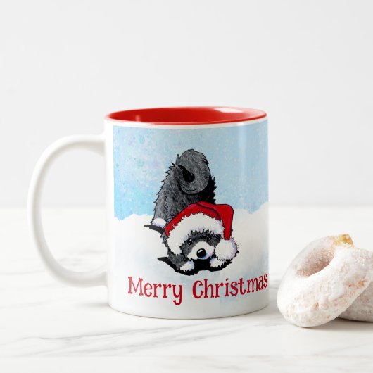 KiniArt Havanese Kerstmis Tweekleurige Koffiemok (Met donut)