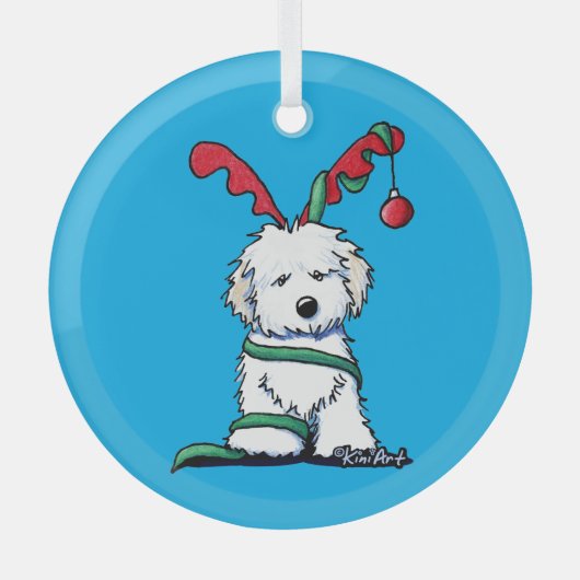KiniArt Havanese Ornament van rendierglas (Voorkant)