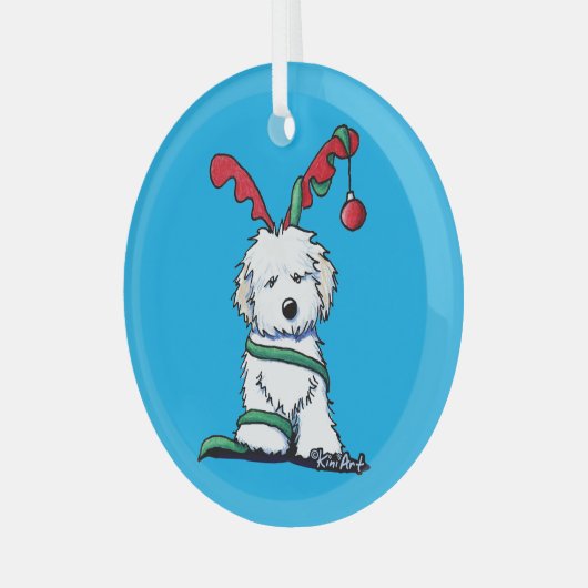 KiniArt Havanese Ornament van rendierglas (Voorkant links)