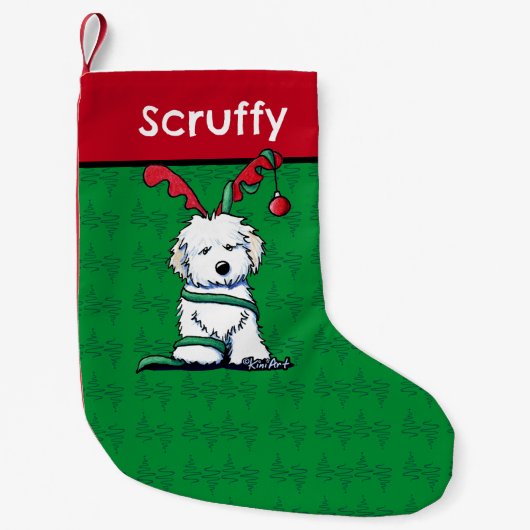 KiniArt Havanese rendierkerst Kleine Kerstsok (Voorkant)