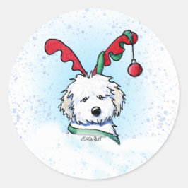 KiniArt Havanese rendierkerst Ronde Sticker