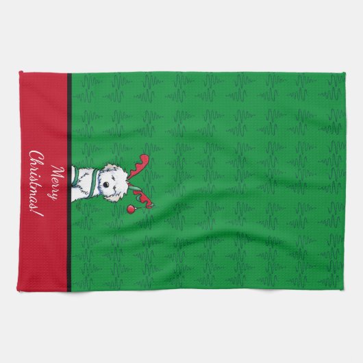 KiniArt Havanese rendierkerst Theedoek (Horizontaal)