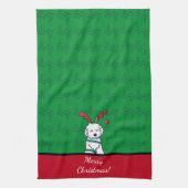 KiniArt Havanese rendierkerst Theedoek (Verticaal)