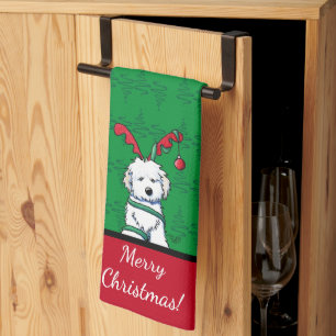 KiniArt Havanese rendierkerst Theedoek
