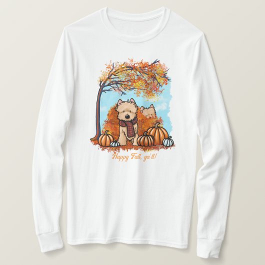 KiniArt Herfst Cairn Terriers T-Shirt (Design voorkant)