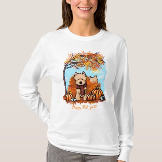 KiniArt Herfst Cairn Terriers T-shirt (Voorkant)