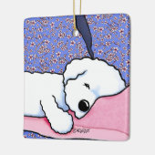 KiniArt Hond Vermoeide Bichon Keramisch Ornament (Links)