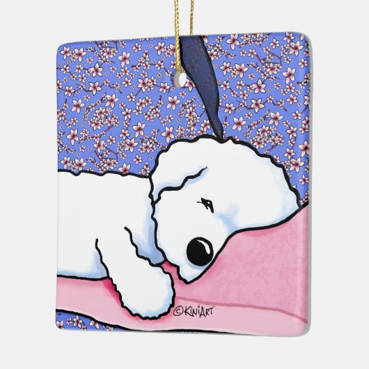 KiniArt Hond Vermoeide Bichon Keramisch Ornament (Links)