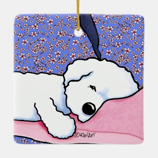 KiniArt Hond Vermoeide Bichon Keramisch Ornament (Achterkant)
