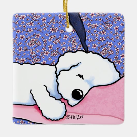 KiniArt Hond Vermoeide Bichon Keramisch Ornament (Voorkant)