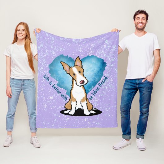 KiniArt Ibizan Hound Fleece Blanket Deken (In situ)