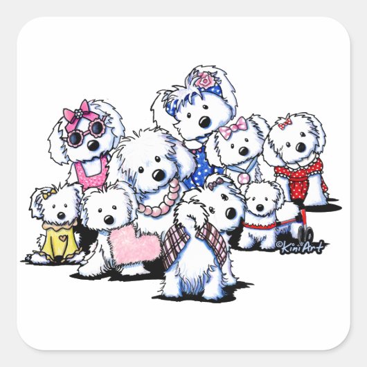 KiniArt Internationale Vrouwendag Honden Vierkante Sticker (Voorkant)