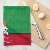 KiniArt Jack Russell Kerst Keuken Handdoek (Quarter Fold)