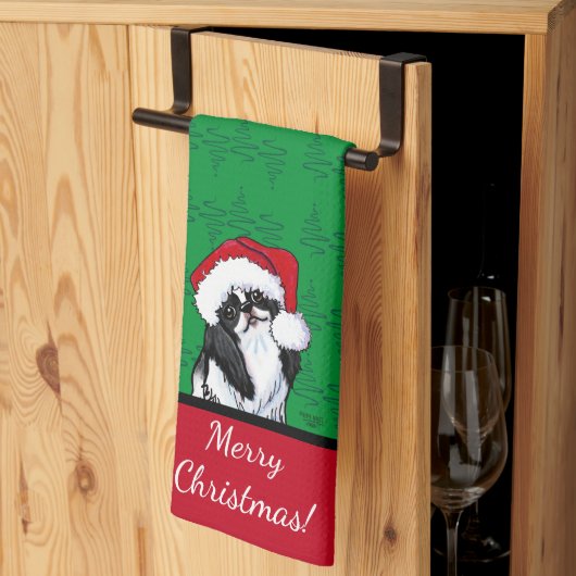 KiniArt Japanse Chin Kerstmis Theedoek (Derde Gevouwen)