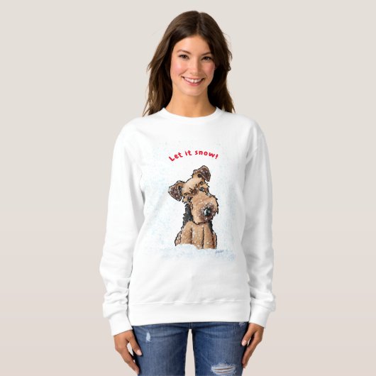 KiniArt Kerst Welsh Terrier Sweatshirt (Voorkant volledig)