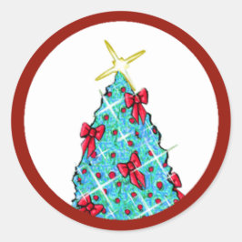 KiniArt kerstboom Ronde Sticker