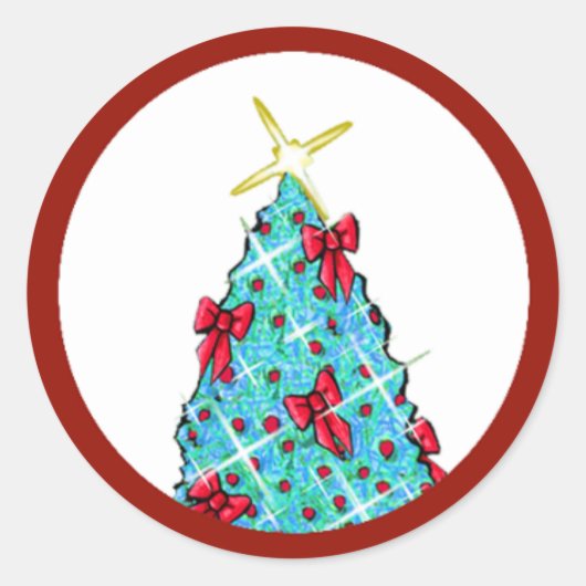 KiniArt kerstboom Ronde Sticker (Voorkant)