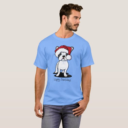 KiniArt kerstfeest Frenchie T-Shirt (Voorkant volledig)