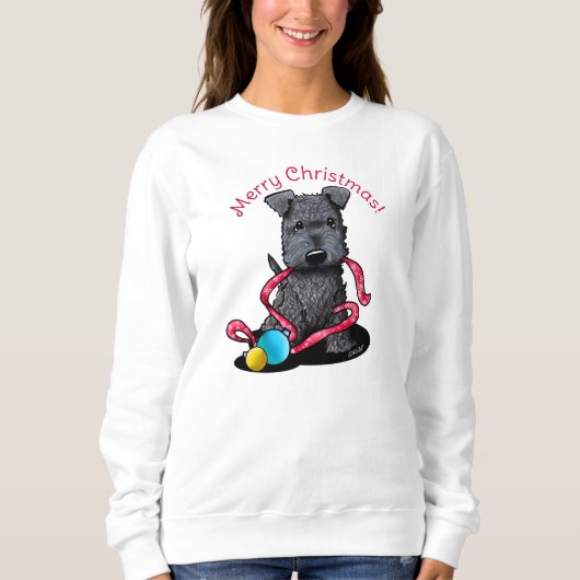KiniArt kerstfeest Kerry Blue Puppy Sweatshirt (Voorkant)