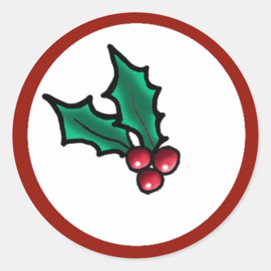 KiniArt KerstHolly Ronde Sticker (Voorkant)