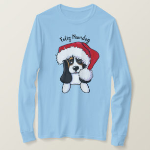 KiniArt Kerstmis Basset Hound T-shirt
