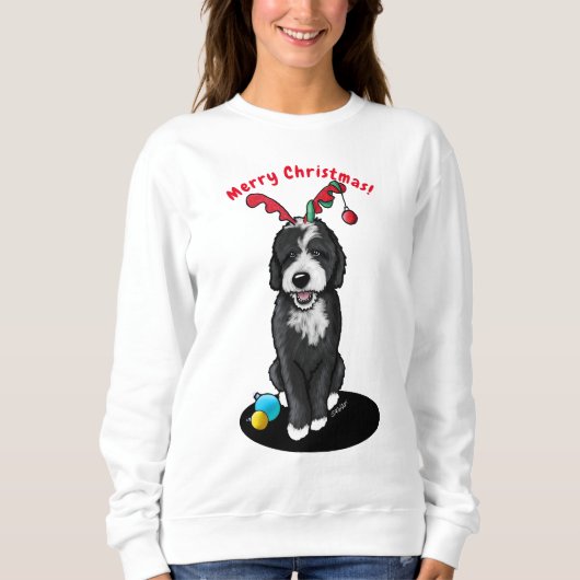 KiniArt Kerstmis Bernadoodle Sweatshirt (Voorkant)