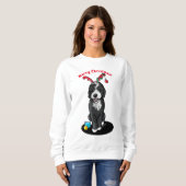 KiniArt Kerstmis Bernadoodle Sweatshirt (Voorkant volledig)