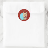 KiniArt Kerstmis Cairn Reindeer Ronde Sticker (Tas)