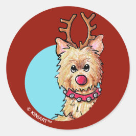 KiniArt Kerstmis Cairn Reindeer Ronde Sticker