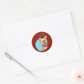 KiniArt Kerstmis Cairn Reindeer Ronde Sticker (Envelop)