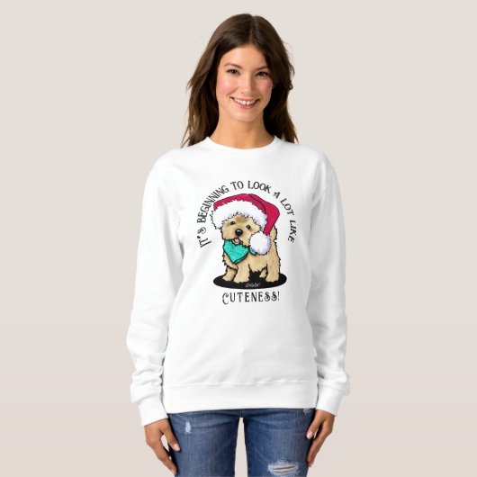 KiniArt Kerstmis Cutieface Cairn Sweatshirt (Voorkant volledig)