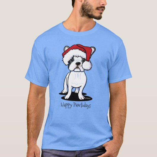 KiniArt Kerstmis Frenchie T-Shirt (Voorkant)