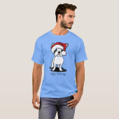 KiniArt Kerstmis Frenchie T-Shirt (Voorkant volledig)