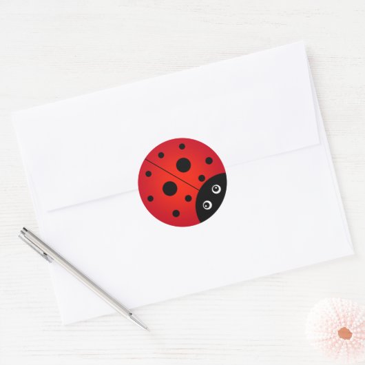 KiniArt Ladybug Classic Round Sticker (Envelop)