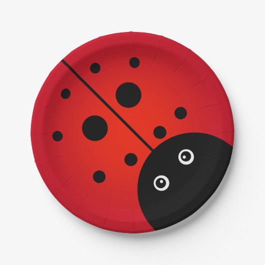 KiniArt Ladybug Papier Borden Papieren Bordje (Voorkant)