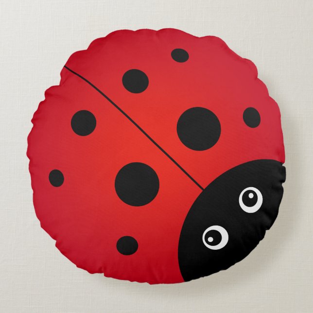KiniArt Ladybug Round Pillow Rond Kussen (Voorkant)