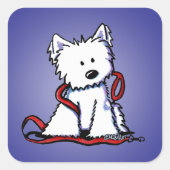 KiniArt Leash Westie Square Sticker (Voorkant)