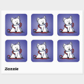 KiniArt Leash Westie Square Sticker (Vel)
