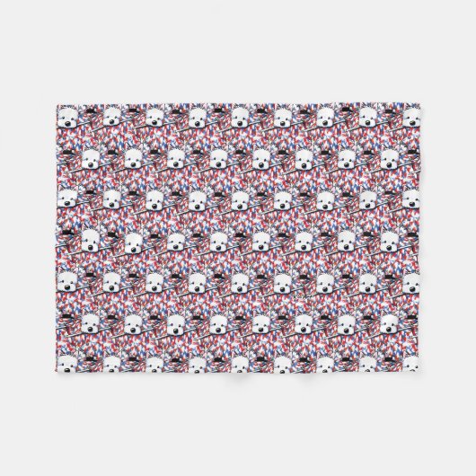 KiniArt Liberty Westie Portrait Fleece Deken (Voorkant (Horizontaal))