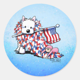 KiniArt Liberty Westie Ronde Sticker