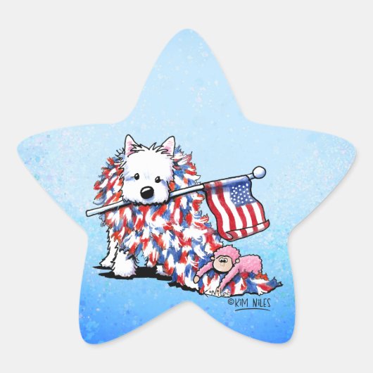 KiniArt Liberty Westie Star Stickers (Voorkant)